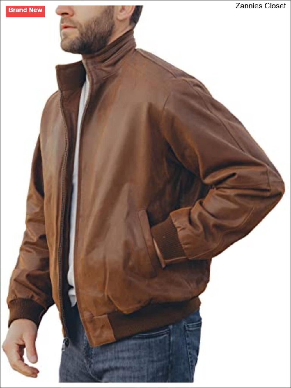 Genuine Leather Men's Bomber Casual Jacket Fitted Zip Wind Resistant